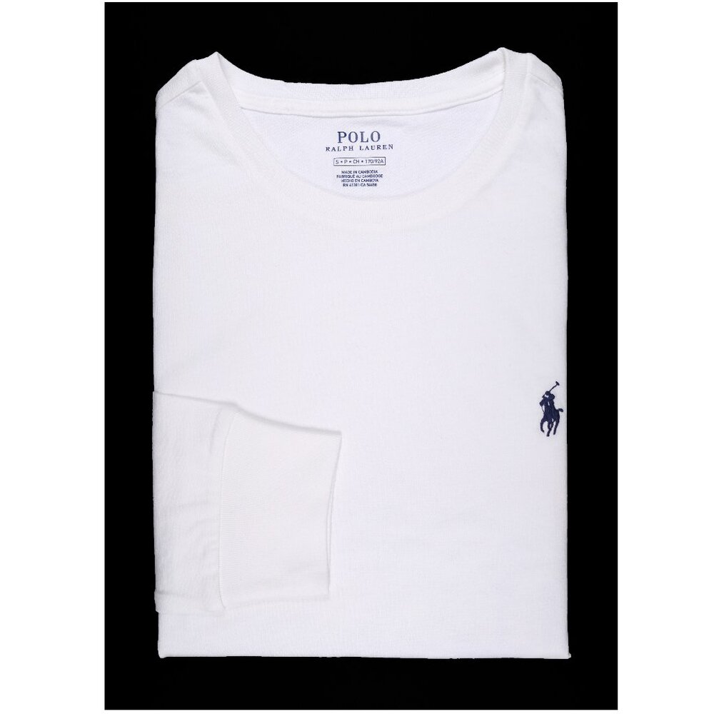 NWT Polo Ralph Lauren Men's Long Sleeve Cotton Crew Tee T-Shirt White MSRP $65